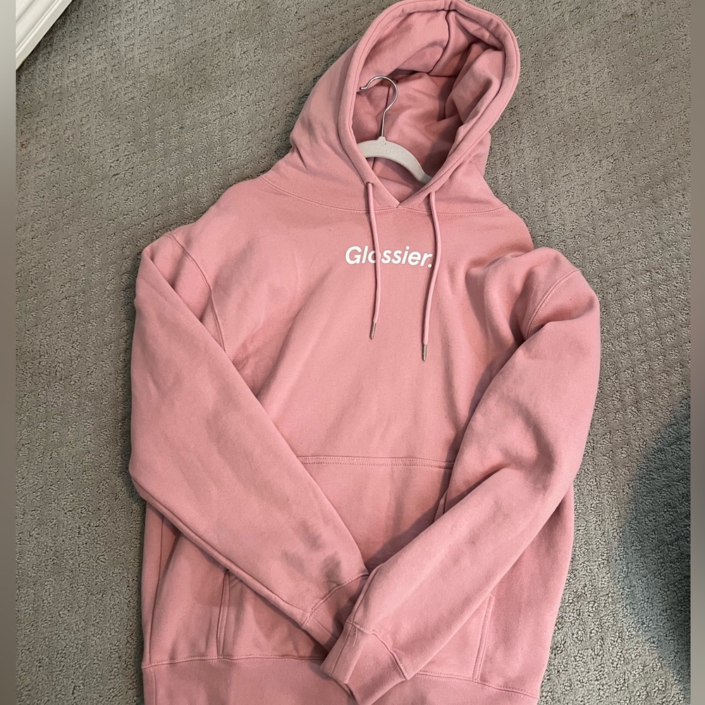 Glossier hoodie in pink sized medium